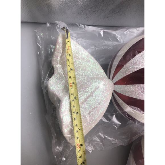 Adams & Co Acrylic Peppermint Candy Ball Ornaments 18.5”Christmas Glitter Red/Wh - Picture 8 of 14